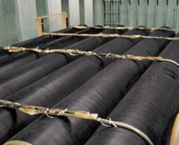 Packed Special coated pipes in Pipe Factory