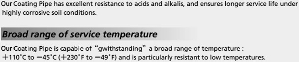 Temperature Ratings for Special coated pipes